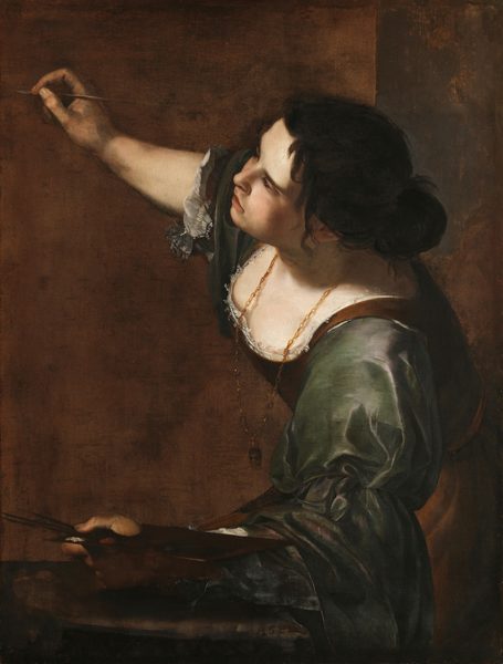 Artemisia Gentileschi (1593-1663) – Self‑Portrait as the Allegory of Painting (1638–39) huile sur toile, 101 × 73 cm, Royal Collection, Buckingham Palace, London. At the very beginning of a new painting, Artemia is focused on her work